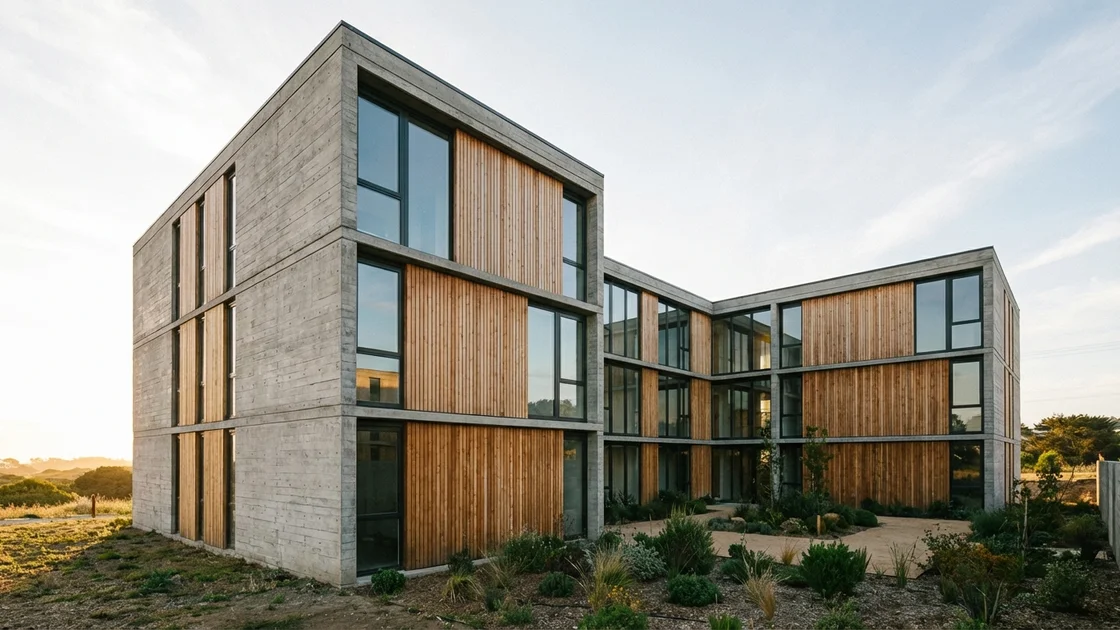 Gebäudetyp E: Was einfacheres Bauen für Hausverwaltungen bedeutet 1 Gebäudetyp E: Modernes einfaches Wohngebäude mit schlichtem Design